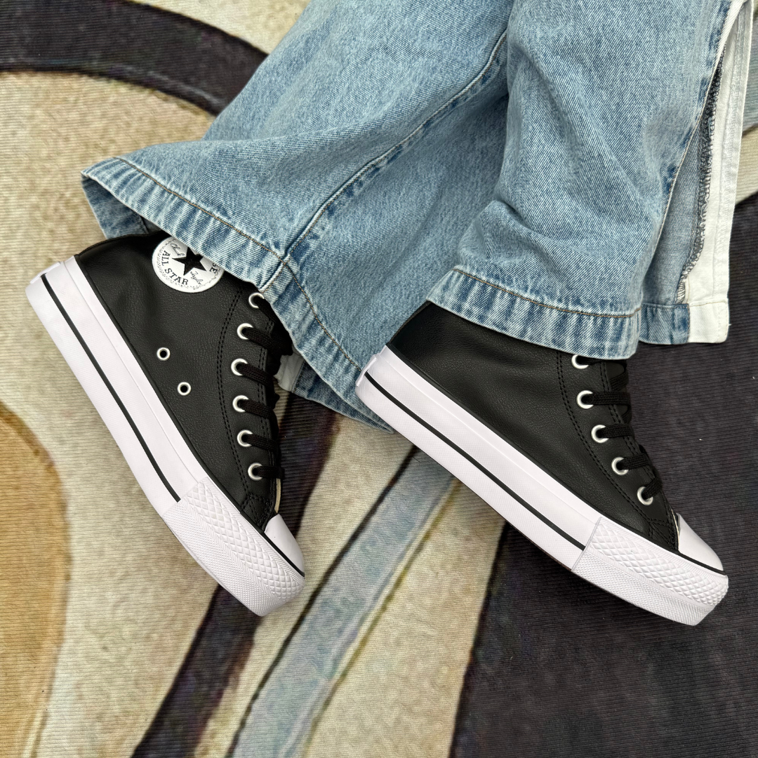 Plataforma Stars Cuero Negro