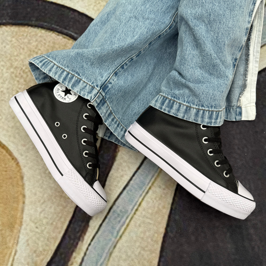 Plataforma Stars Cuero Negro