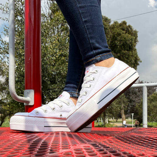 Zapato Plataforma Star Blanco Linea Roja