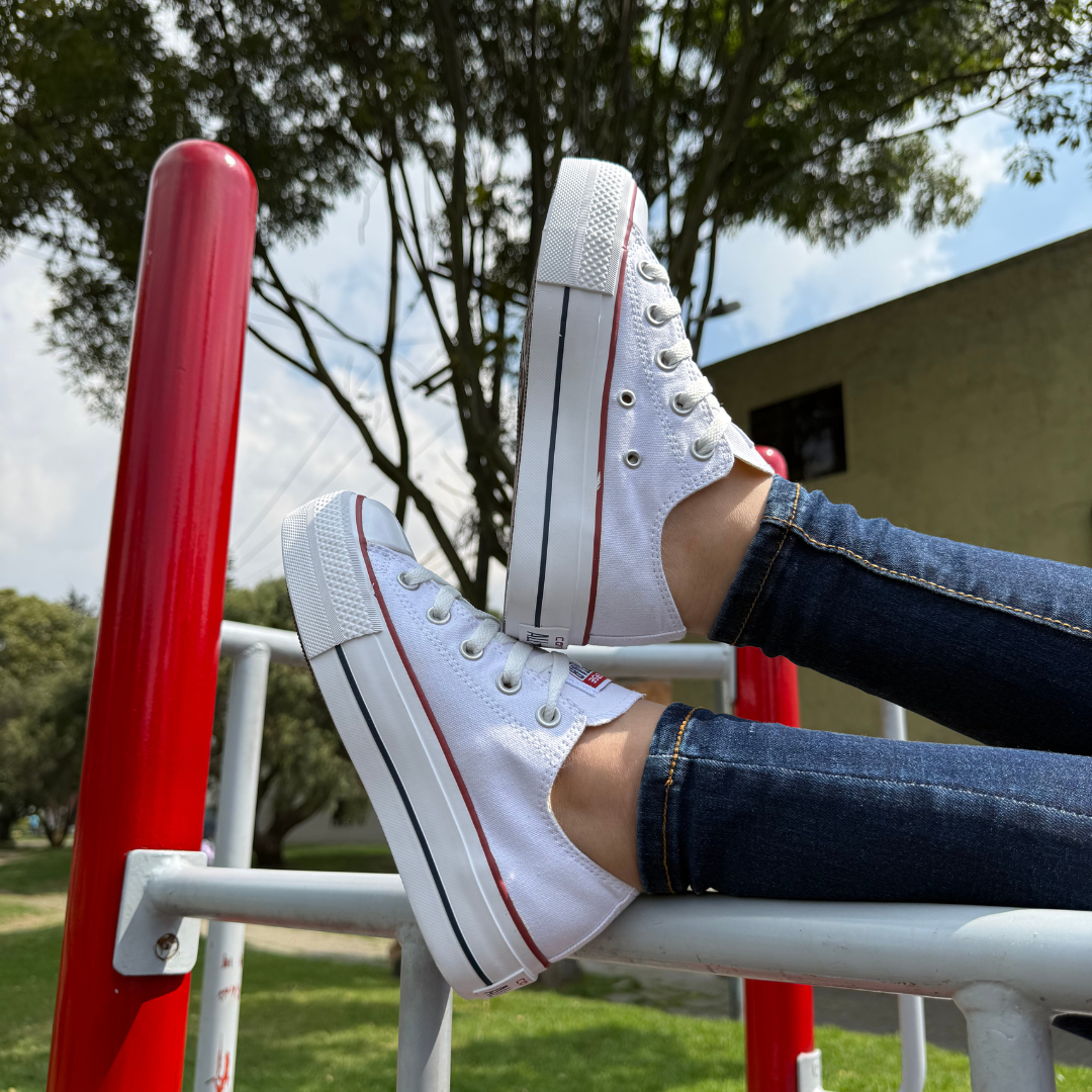 Zapato Plataforma Star Blanco Linea Roja