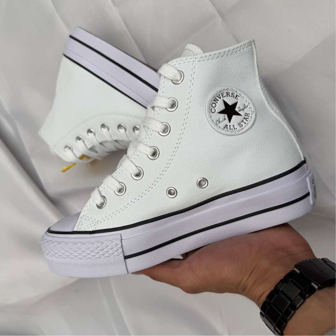 Plataforma Stars Cuero Blanco