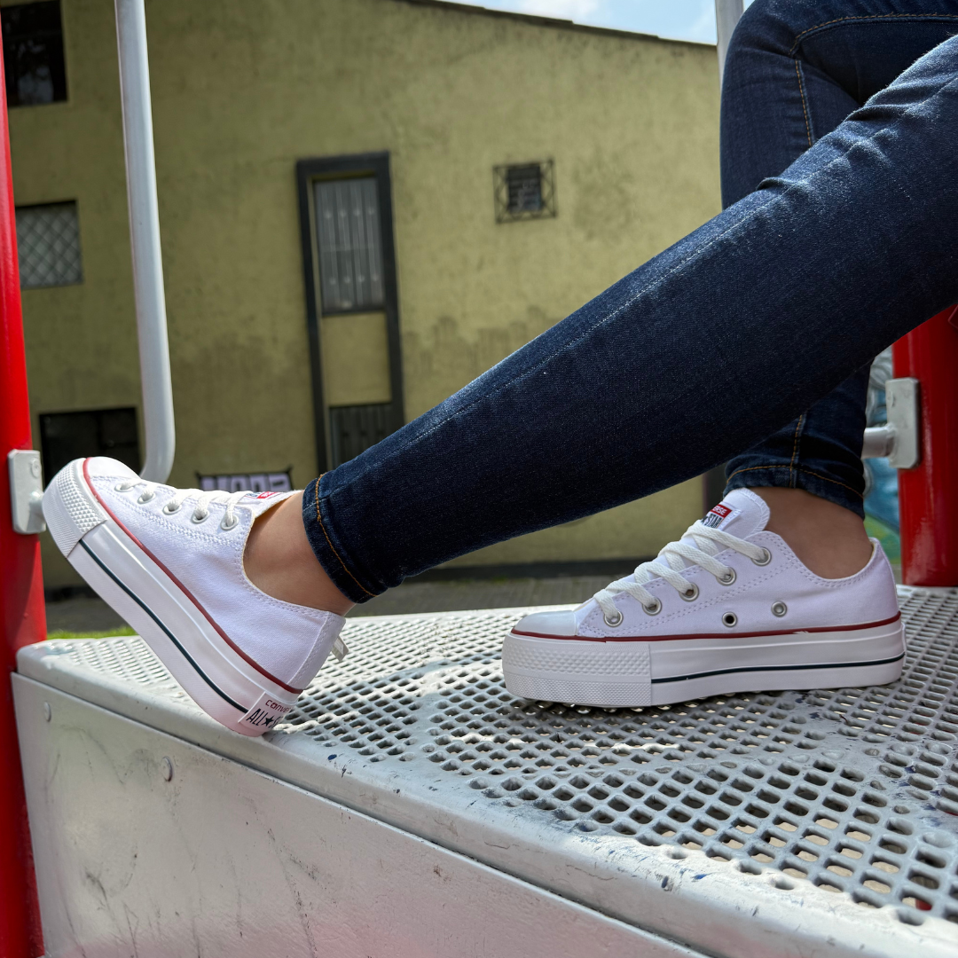 Zapato Plataforma Star Blanco Linea Roja