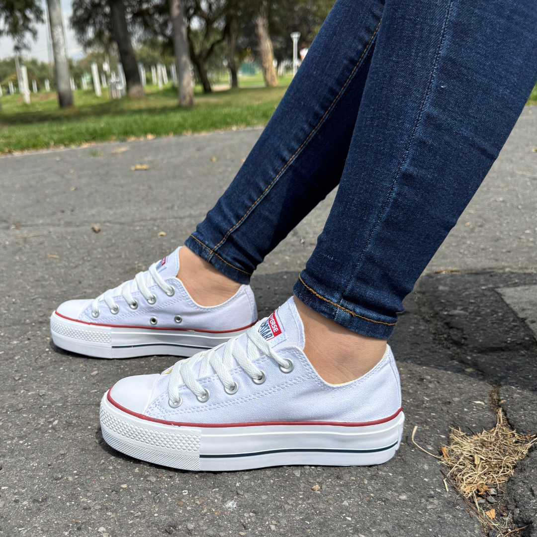 Zapato Plataforma Star Blanco Linea Roja