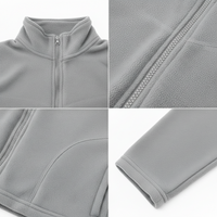 Detalles de cuello, cremallera y puño de la Chaqueta Fliz gris claro