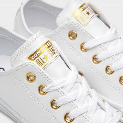 Zapato Clasico Stars cuero blanco tache