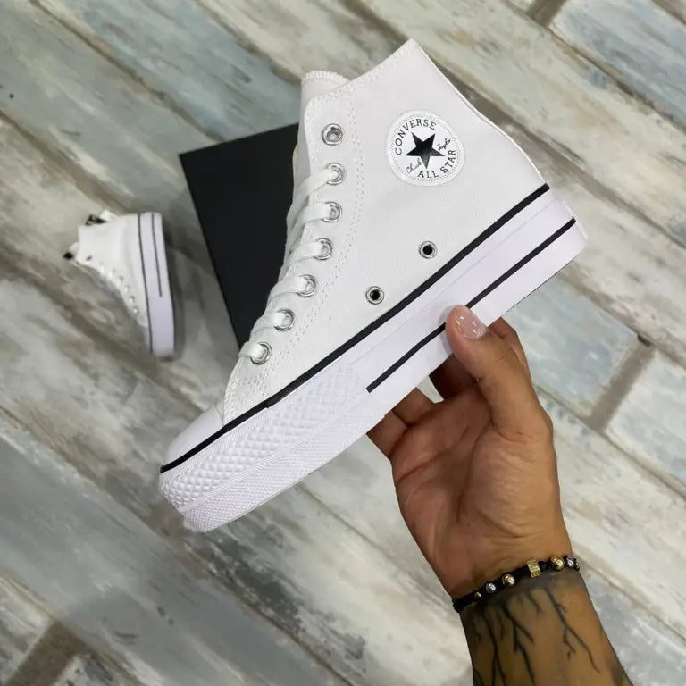 Plataforma Stars Cuero Blanco