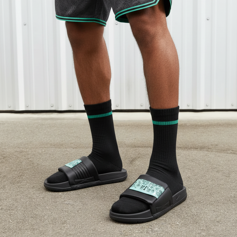 Modelo con sandalias negras