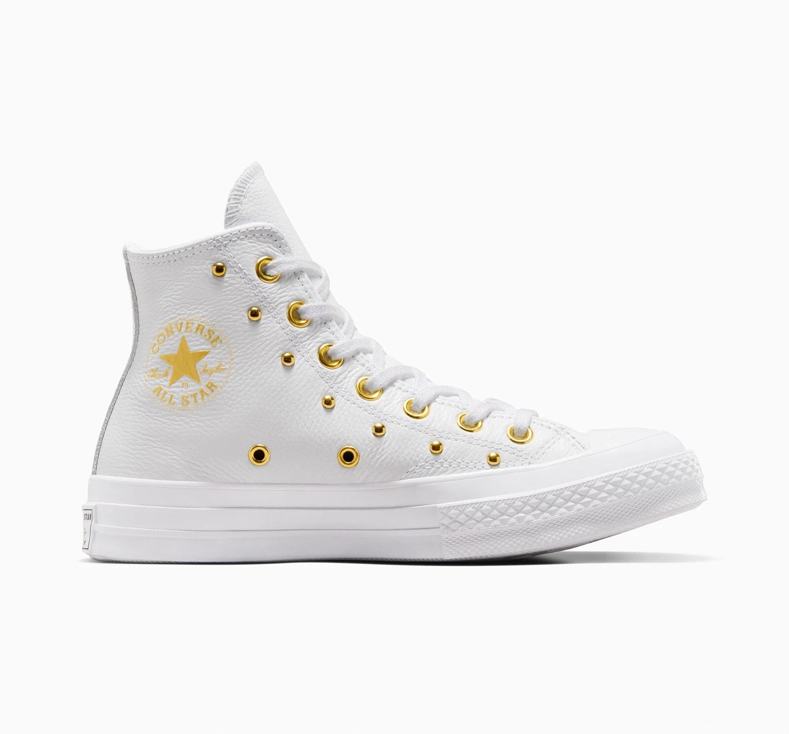 Plataforma Stars Cuero Blanco Tache Dorado