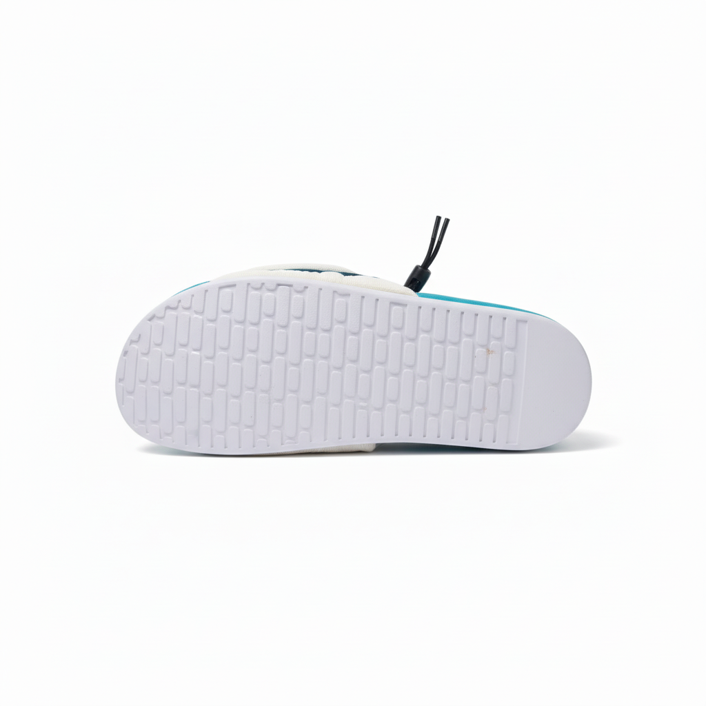 Sandalia Nike crema turquesa puffer quilted vista suela
