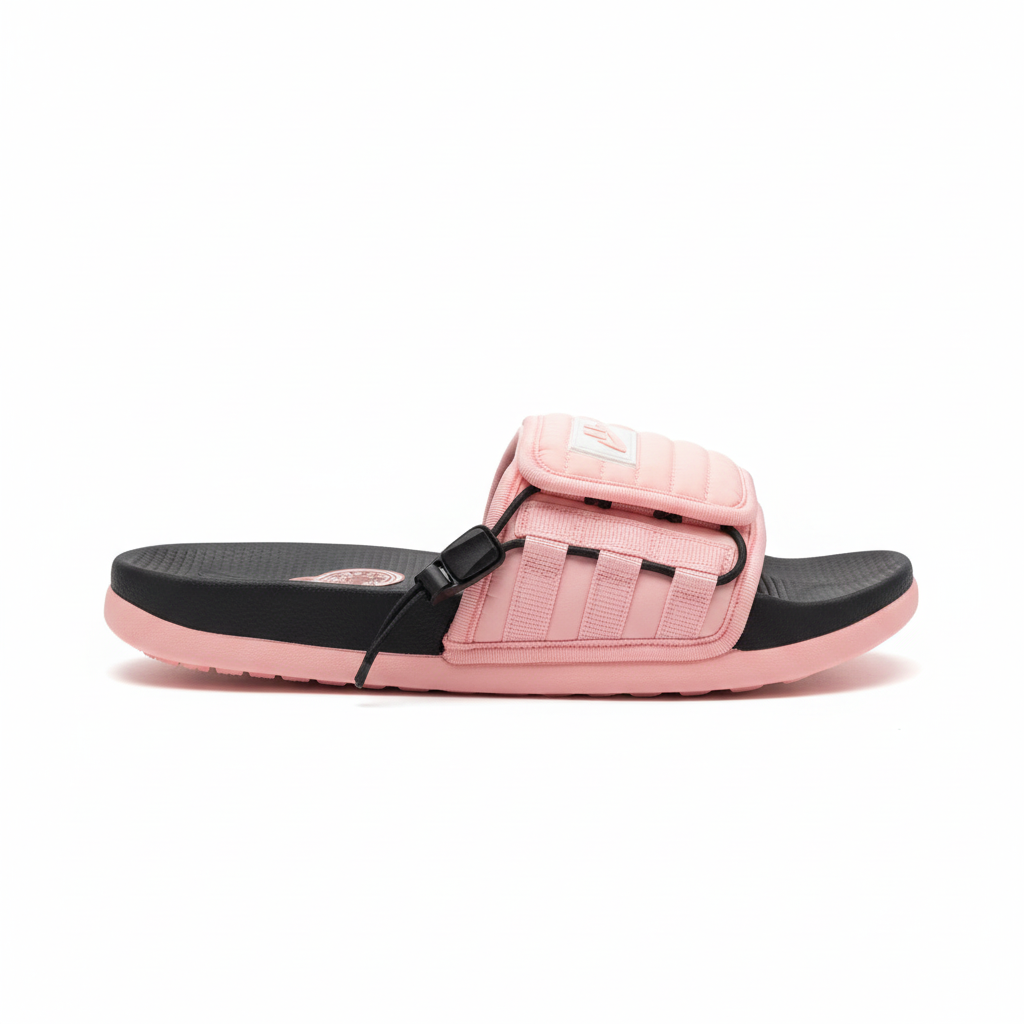 Sandalia rosada con footbed negro 009 vista lateral