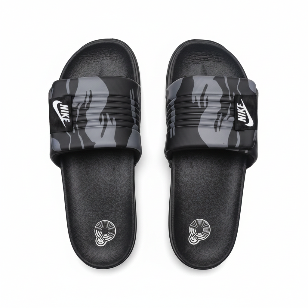 Sandalias negras con estampado gris Nike 012 vista aérea