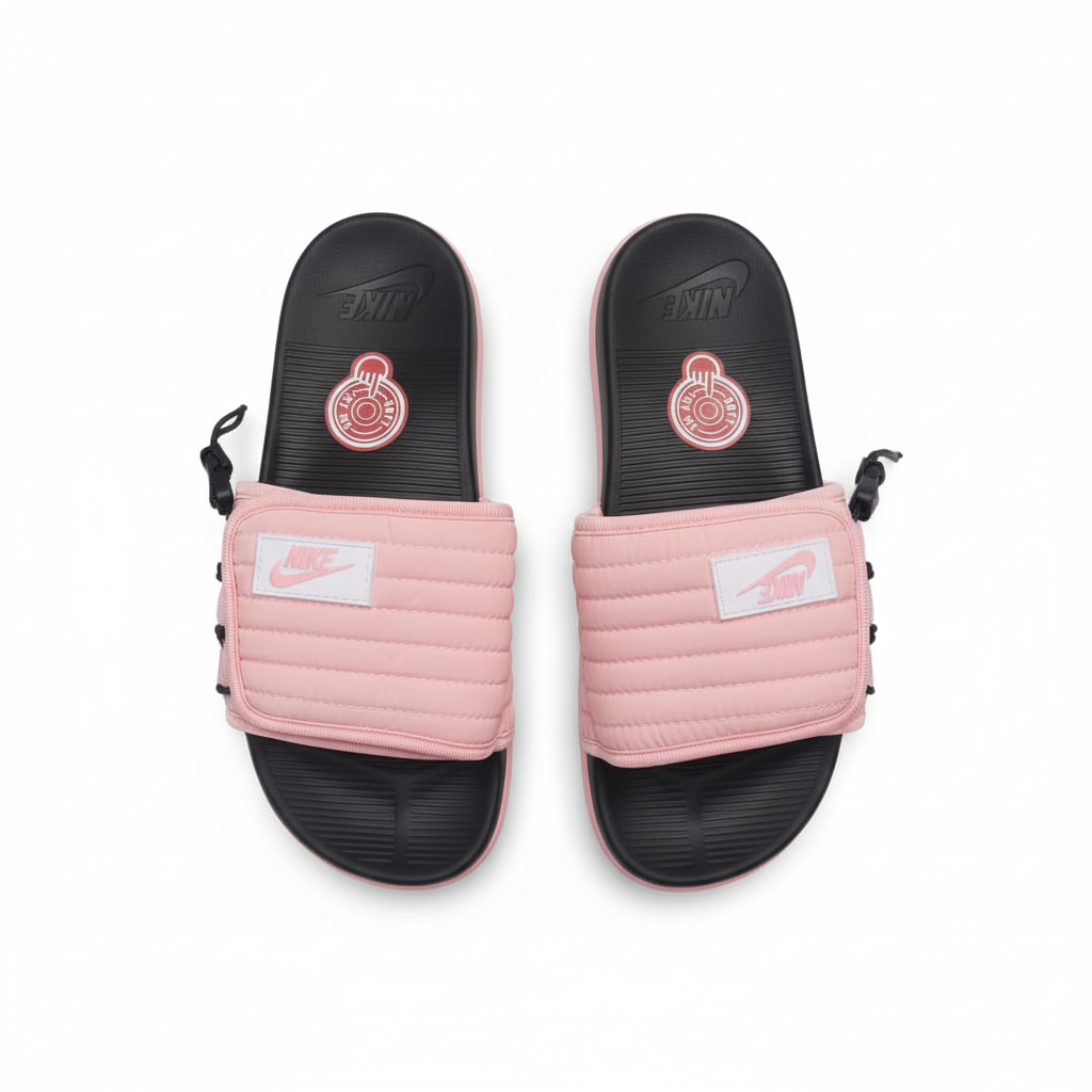 Sandalias rosadas con footbed negro 009 vista aérea